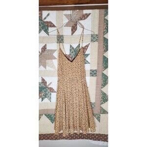 Forever 21 Tan & Black Leopard Print Spotted Skater Mini Dress Size M